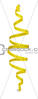 measuring tape spiral in the air on an isolated white background