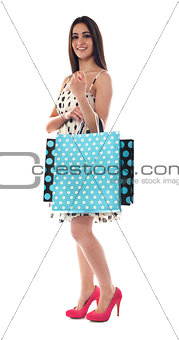 Glamorous female carrying shopping bags
