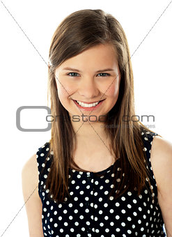 Closeup of cute teenager smiling