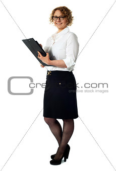 Businesswoman with a document folder