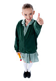 Attractive kid showing thumbs up
