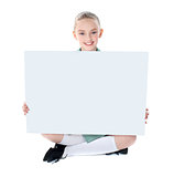 School girl showing blank billboard