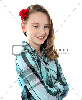 Closeup portrait of smiling beautiful girl