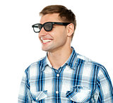 Handsome young man in black goggles