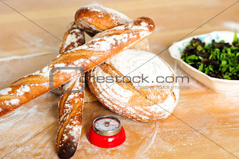 Closeup of baguettes and breads