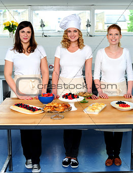 Female chefs decorating breakfast