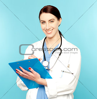 Medical expert writing patients prescription