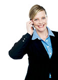 Smiling businesswoman communicating