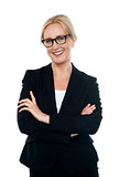 Confident female executive wearing eyeglasses