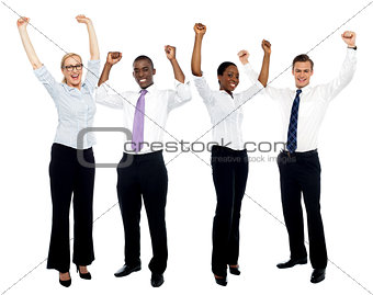 Portrait of happy successful business group