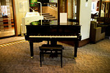 Piano in the middle of massive lounge