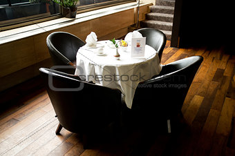 Isolated image of neatly laid out dining table