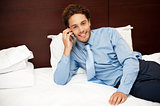 Calm and relaxed businessman resting after work