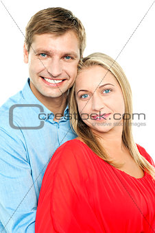 Profile shot of an adorable young love couple