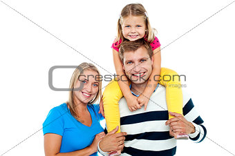 Photo of a cheerful family enjoying