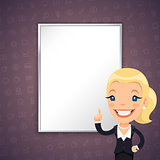 Purple Business Background with Businesswoman