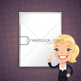 Purple Business Background with Businesswoman