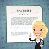 Aquamarine Business Background with Business-Lady
