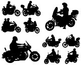 motorcyclists silhouettes collection