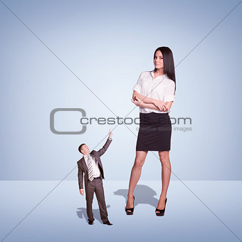 Lagre Young Businesswoman and small Businessman
