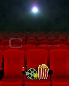Movie show in cinema and seats