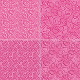 Set of valentine hearts seamless patterns