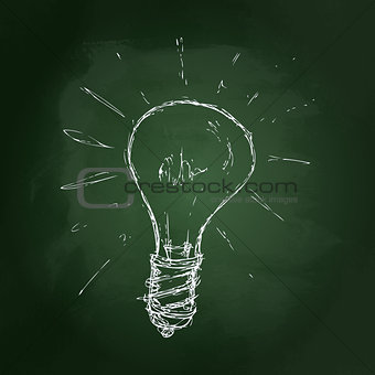 Hand drawn chalk style illustration of light bulb