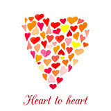 Vector heart made of little watercolor hearts. Mood emblem. Valentine Day card.