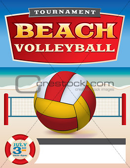 Beach Volleyball Tournament Flyer Illustration