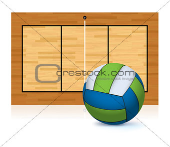 Volleyball and Court Copy Space Illustration