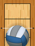 Vertical Volleyball and Volleyball Court Background Illustration