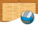 Volleyball and Court with Copyspace Illustration