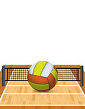 Volleyball on a Court Illustration