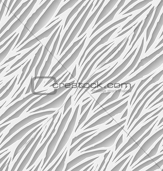 Abstract white hand-drawn waves seamless pattern background with shadow