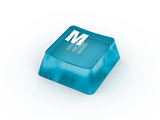 Letter M on transparent keyboard button
