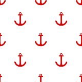 Tile sailor pattern with red anchor on white background