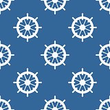 Tile sailor vector pattern with white rudder on navy blue background