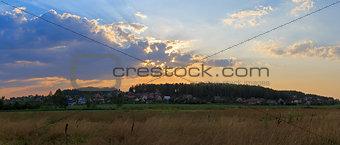 Rural landscape at sunset