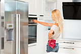 commercial shot blond girl cooking