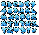 graffiti bubble blue vector fonts with gloss and outline