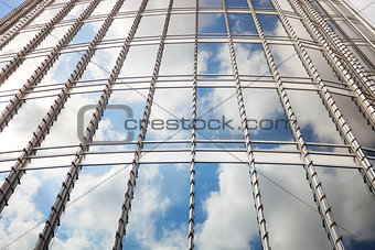 View of clouds reflected the glass surface of Burj Khalifa, Dubai, the tallest tower in the world