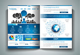 Vector bi-fold brochure template design or flyer layout to use for business