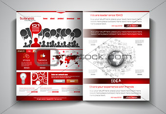 Vector bi-fold brochure template design or flyer layout to use for business