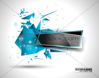 Glass Banner with Abstract Shape and glossy effect 