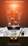 Infographics Teamwork with Business doodles Sketch background:
