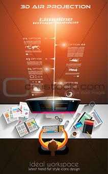 Infographics Teamwork with Business doodles Sketch background: