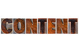content word typography in wood type