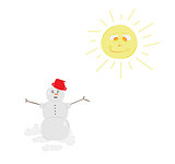 snow man and sun