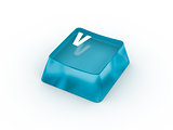 Letter V on transparent keyboard button