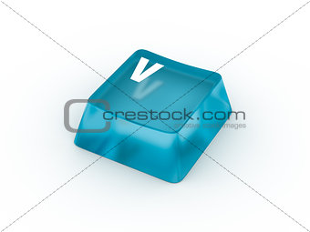 Letter V on transparent keyboard button